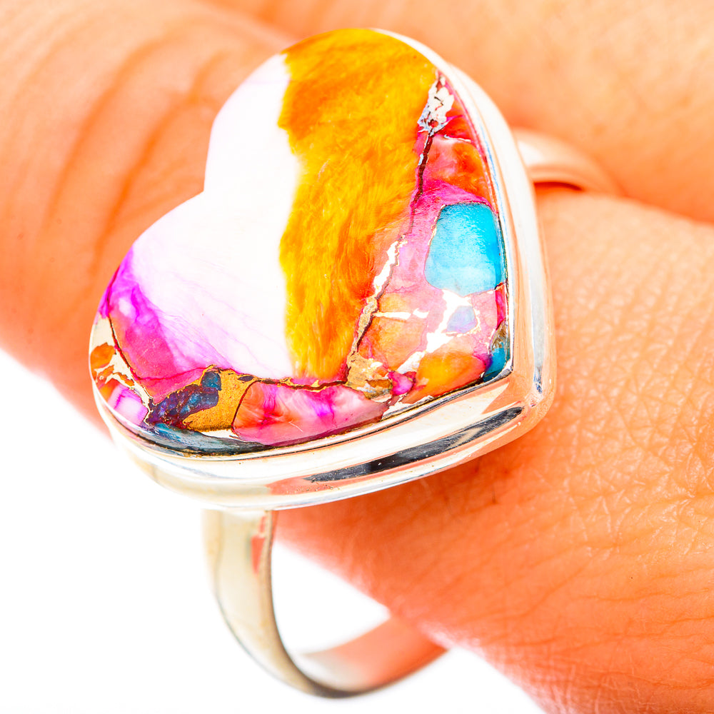 Kingman Pink Dahlia Turquoise Rings handcrafted by Ana Silver Co - RING118582