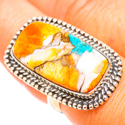 Kingman Pink Dahlia Turquoise Rings handcrafted by Ana Silver Co - RING118595