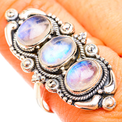 Rainbow Moonstone Rings handcrafted by Ana Silver Co - RING118597