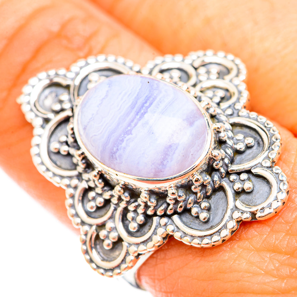 Blue Lace Agate Rings handcrafted by Ana Silver Co - RING118599