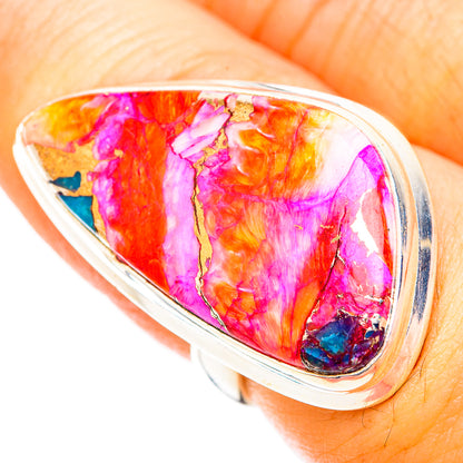 Kingman Pink Dahlia Turquoise Rings handcrafted by Ana Silver Co - RING118602