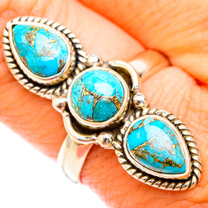 Blue Copper Composite Turquoise Rings handcrafted by Ana Silver Co - RING118608