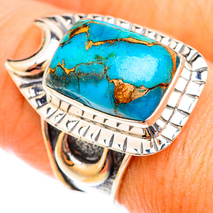 Blue Copper Composite Turquoise Rings handcrafted by Ana Silver Co - RING118611