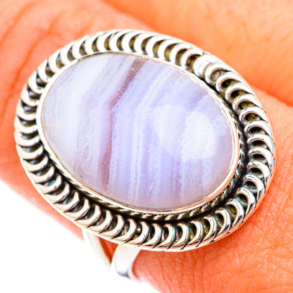 Blue Lace Agate Rings handcrafted by Ana Silver Co - RING118624