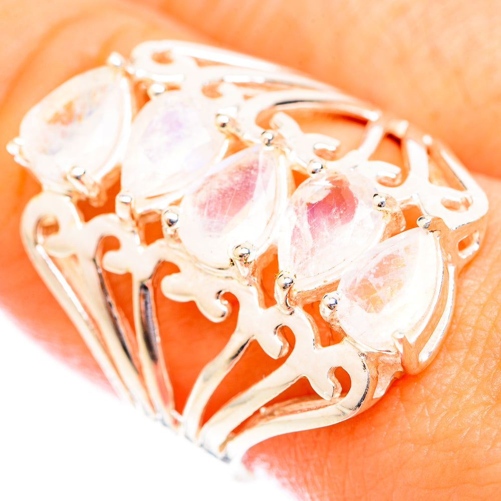 Rainbow Moonstone Rings handcrafted by Ana Silver Co - RING118625