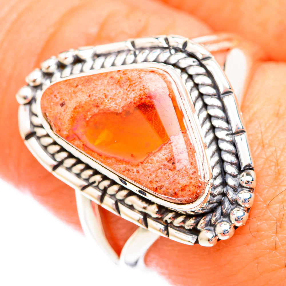Mexican Fire Opal Rings handcrafted by Ana Silver Co - RING118629