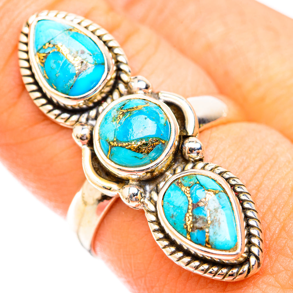 Blue Copper Composite Turquoise Rings handcrafted by Ana Silver Co - RING118633