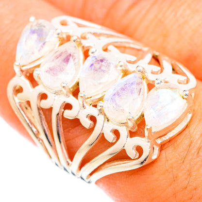 Rainbow Moonstone Rings handcrafted by Ana Silver Co - RING118651