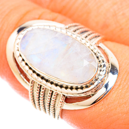 Rainbow Moonstone Rings handcrafted by Ana Silver Co - RING118652