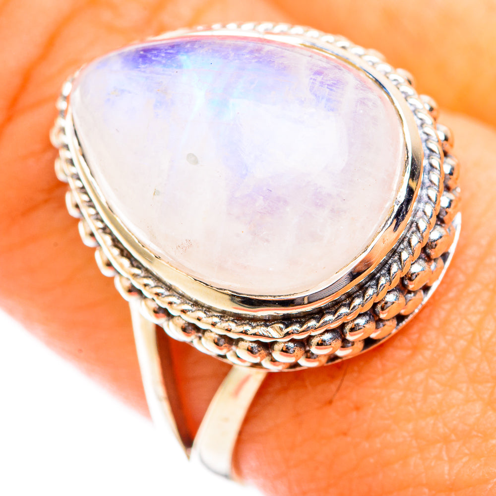Rainbow Moonstone Rings handcrafted by Ana Silver Co - RING118653