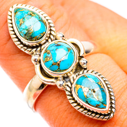 Blue Copper Composite Turquoise Rings handcrafted by Ana Silver Co - RING118660