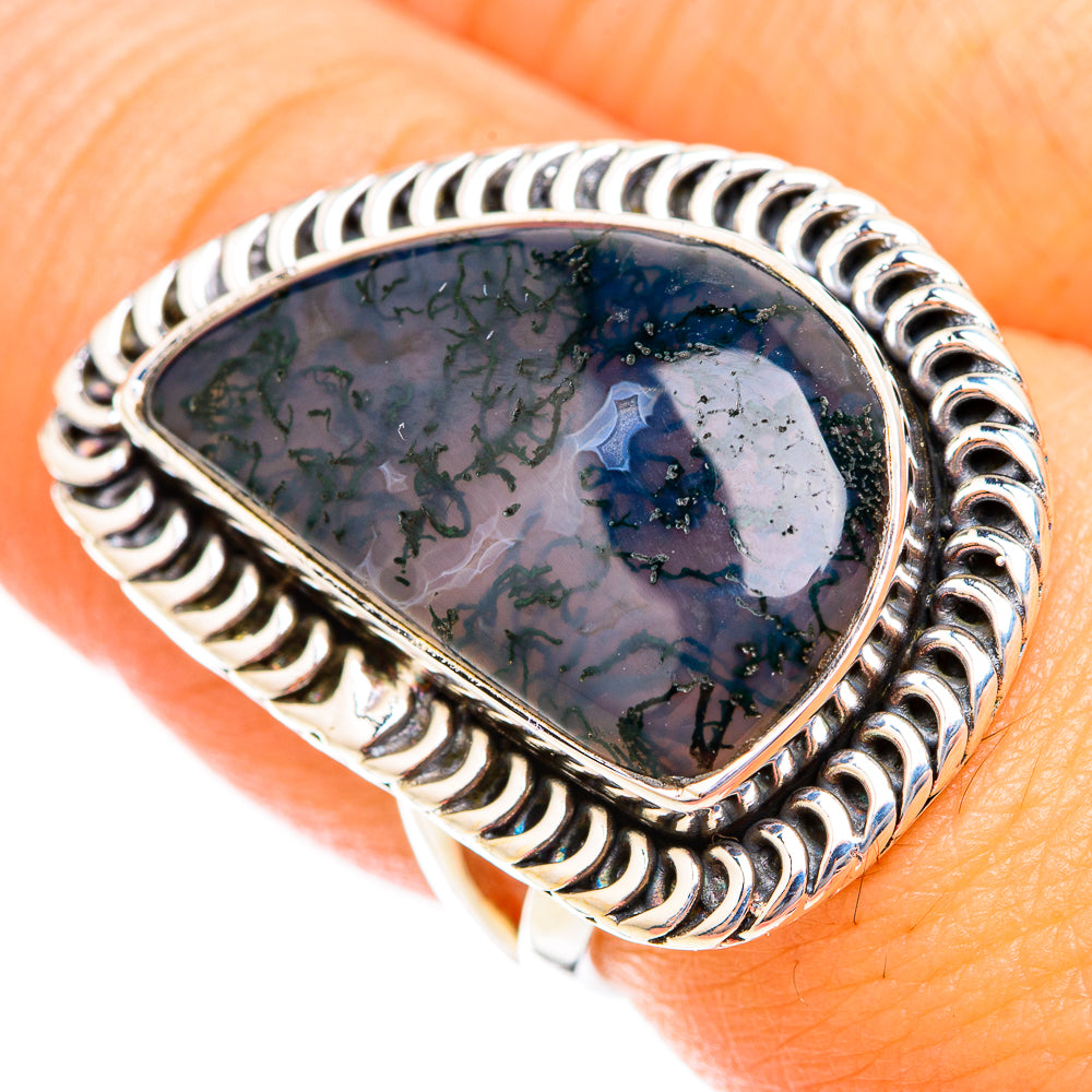 Green Moss Agate Rings handcrafted by Ana Silver Co - RING118665