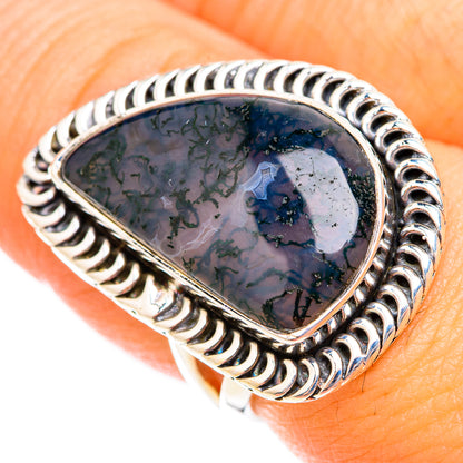 Green Moss Agate Rings handcrafted by Ana Silver Co - RING118665