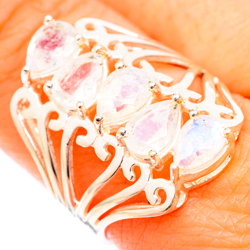 Rainbow Moonstone Rings handcrafted by Ana Silver Co - RING118679