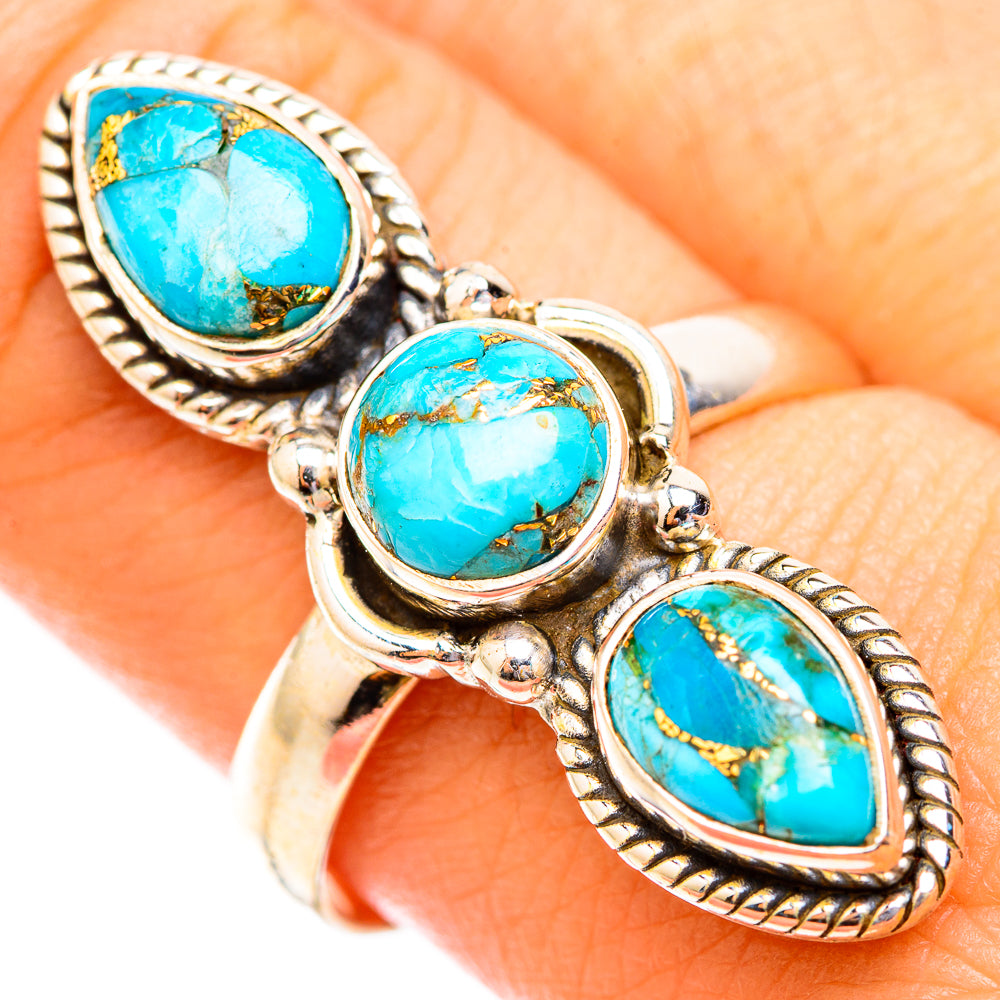 Blue Copper Composite Turquoise Rings handcrafted by Ana Silver Co - RING118685