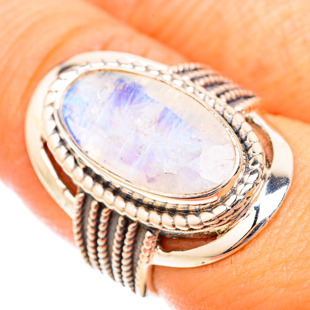 Rainbow Moonstone Rings handcrafted by Ana Silver Co - RING118700