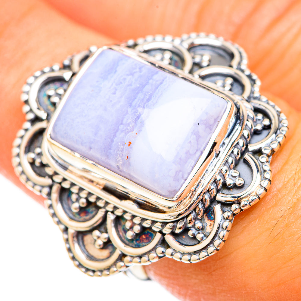Blue Lace Agate Rings handcrafted by Ana Silver Co - RING118701