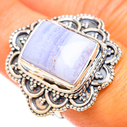 Blue Lace Agate Rings handcrafted by Ana Silver Co - RING118701