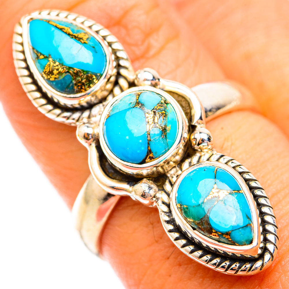 Blue Copper Composite Turquoise Rings handcrafted by Ana Silver Co - RING118706