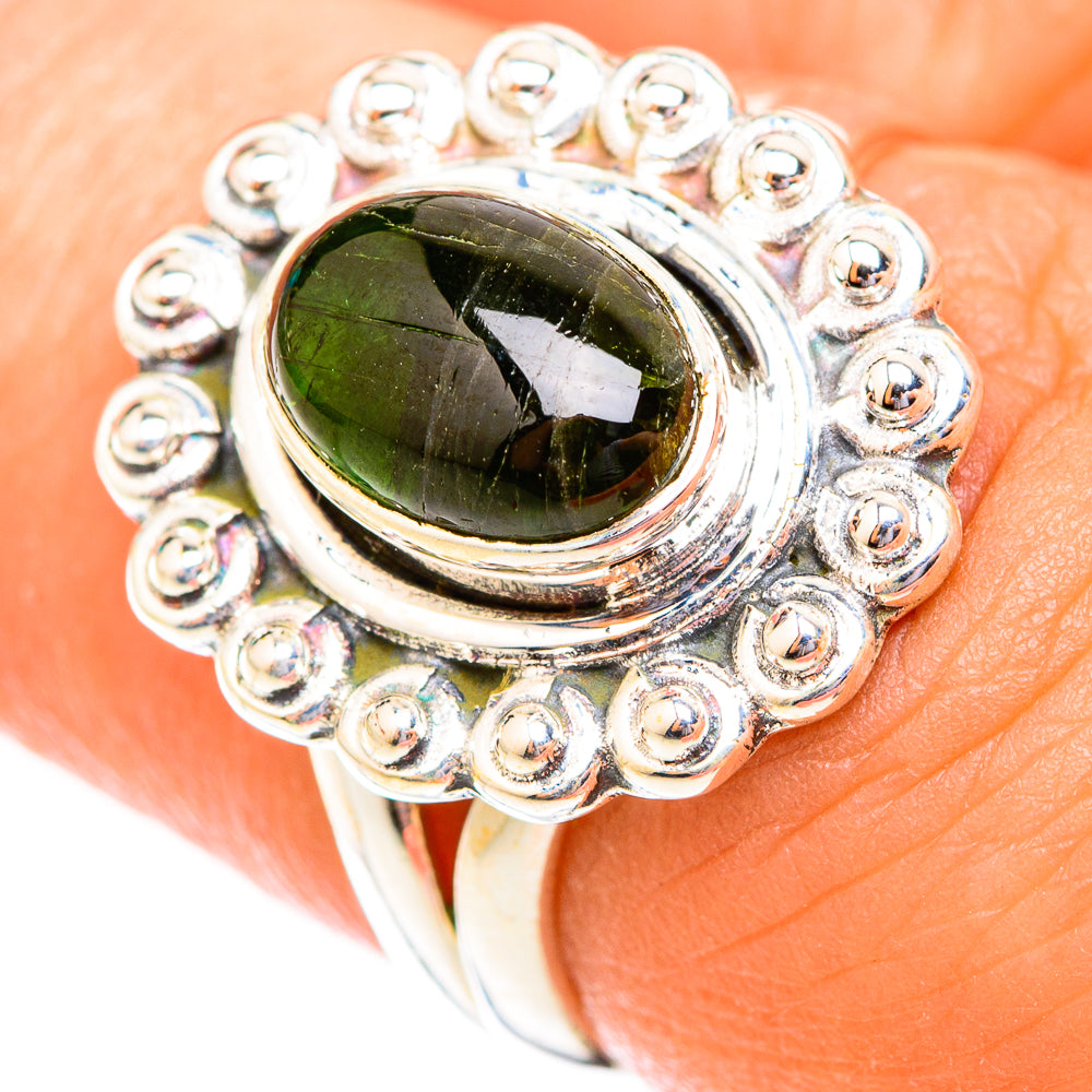 Green Tourmaline Rings handcrafted by Ana Silver Co - RING118714