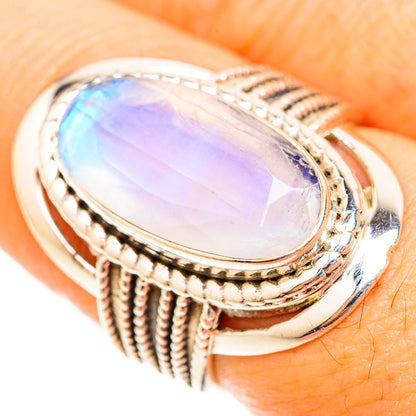 Rainbow Moonstone Rings handcrafted by Ana Silver Co - RING118720