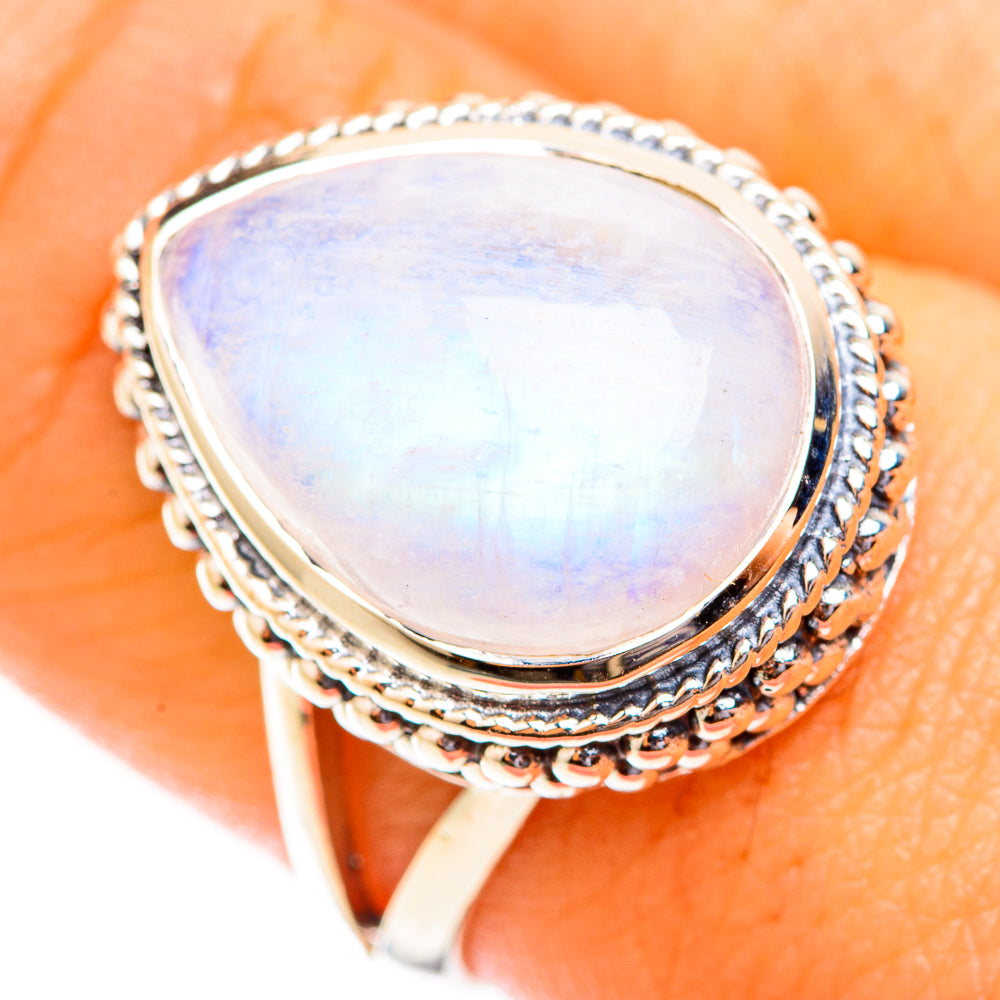 Rainbow Moonstone Rings handcrafted by Ana Silver Co - RING118721