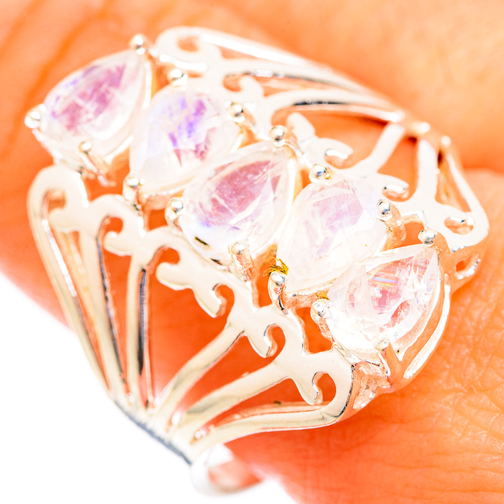 Rainbow Moonstone Rings handcrafted by Ana Silver Co - RING118722