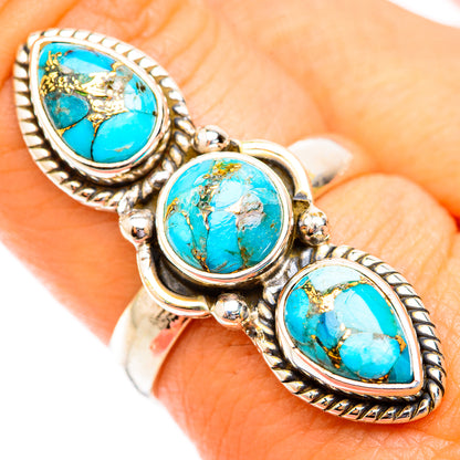 Blue Copper Composite Turquoise Rings handcrafted by Ana Silver Co - RING118723