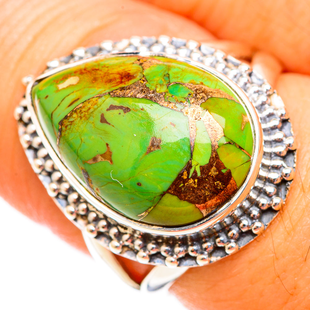 Green Copper Composite Turquoise Rings handcrafted by Ana Silver Co - RING118734