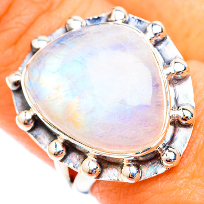 Rainbow Moonstone Rings handcrafted by Ana Silver Co - RING118744
