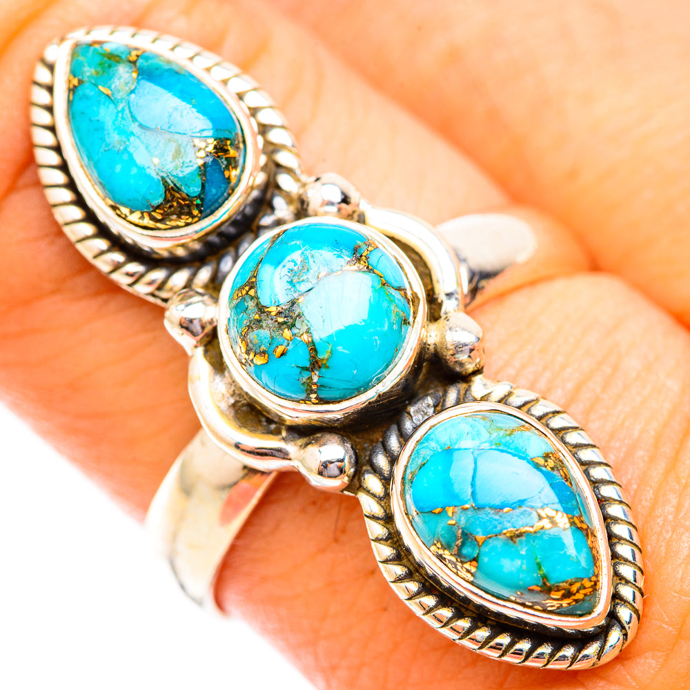 Blue Copper Composite Turquoise Rings handcrafted by Ana Silver Co - RING118752