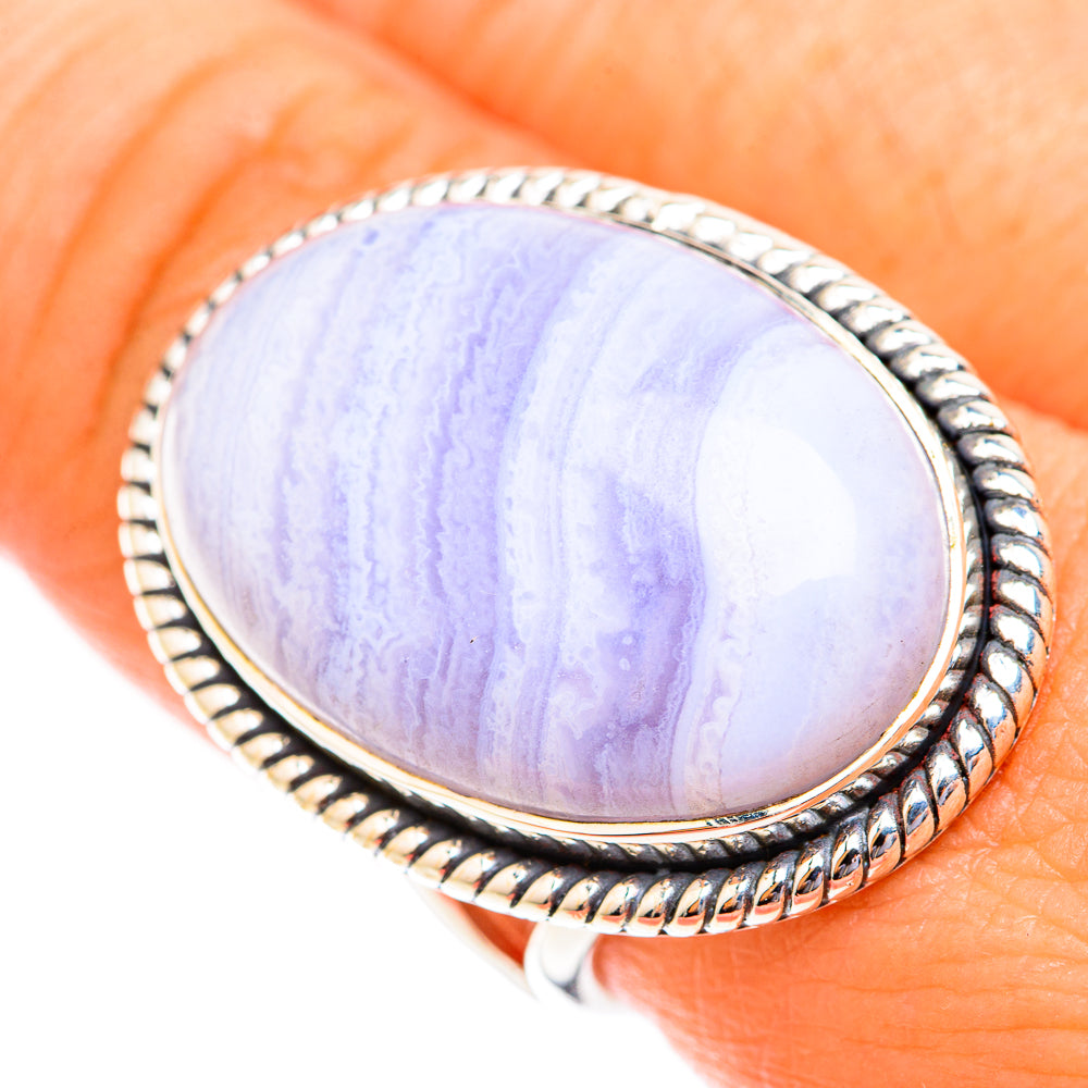 Blue Lace Agate Rings handcrafted by Ana Silver Co - RING118775