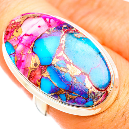 Kingman Pink Dahlia Turquoise Rings handcrafted by Ana Silver Co - RING118778