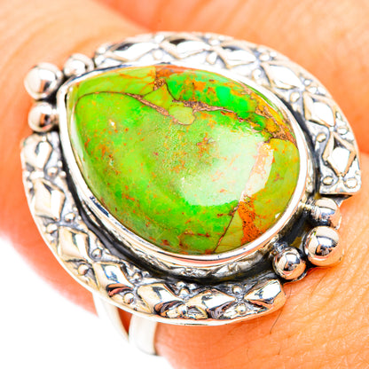 Green Copper Composite Turquoise Rings handcrafted by Ana Silver Co - RING118798