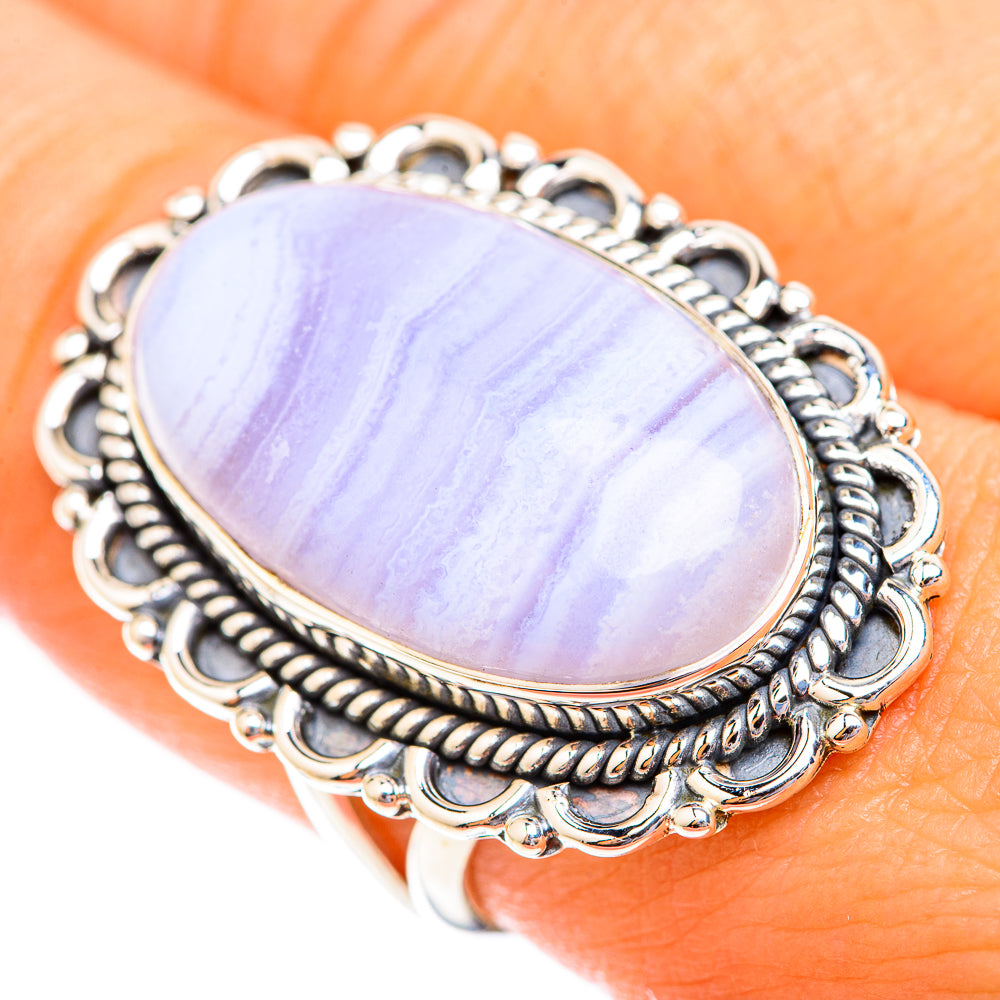 Blue Lace Agate Rings handcrafted by Ana Silver Co - RING118810