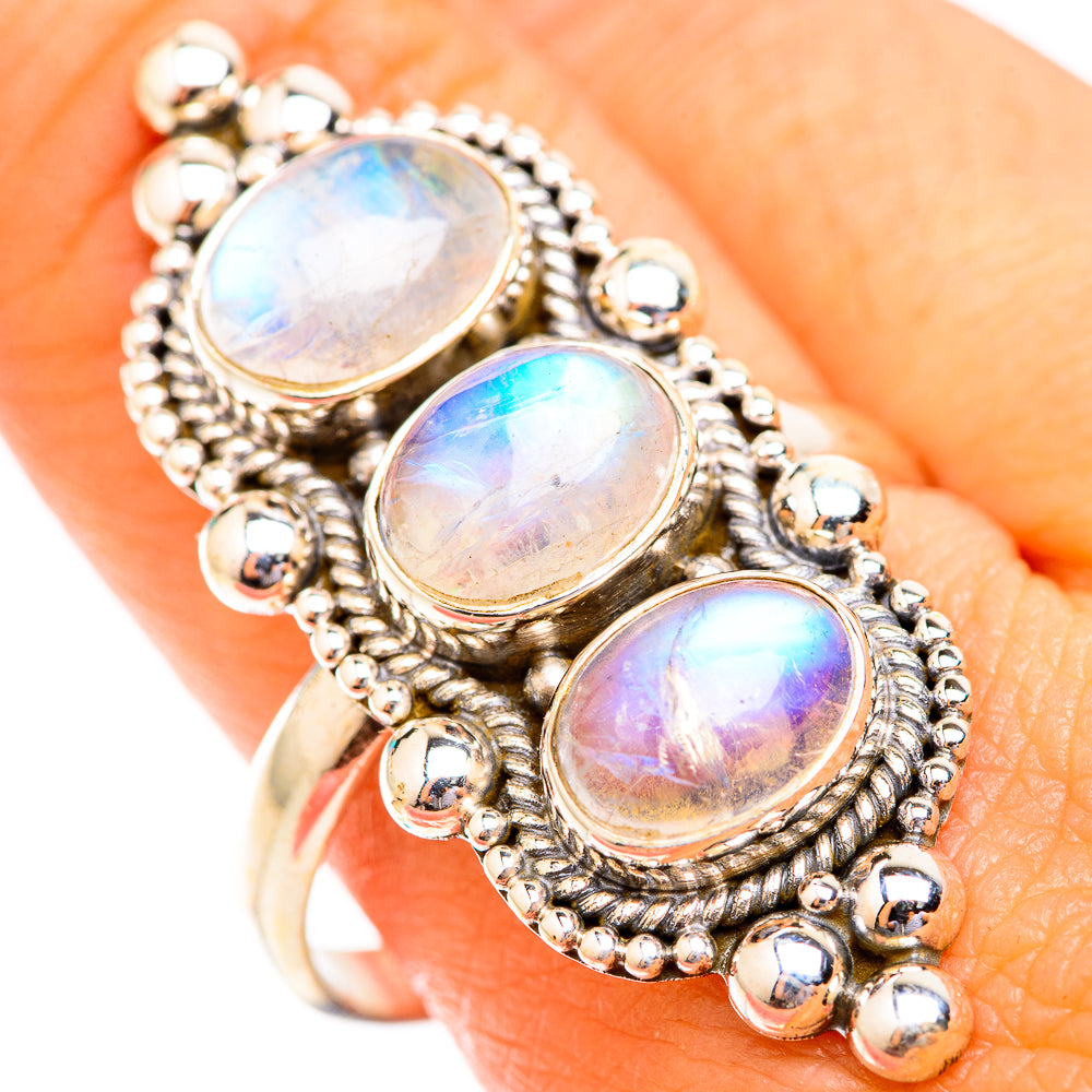 Rainbow Moonstone Rings handcrafted by Ana Silver Co - RING118811
