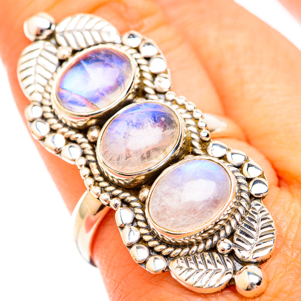 Rainbow Moonstone Rings handcrafted by Ana Silver Co - RING118812