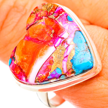 Kingman Pink Dahlia Turquoise Rings handcrafted by Ana Silver Co - RING118815