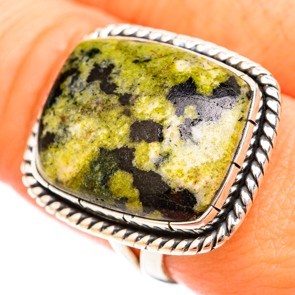 Serpentine Stone Rings handcrafted by Ana Silver Co - RING118827