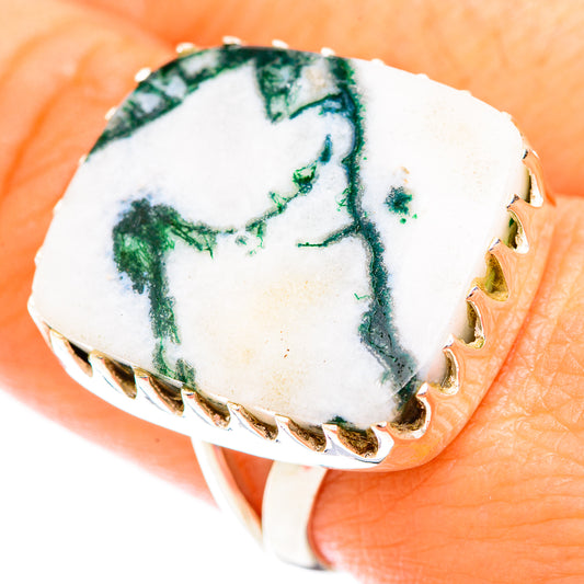 Green Moss Agate Rings handcrafted by Ana Silver Co - RING118830