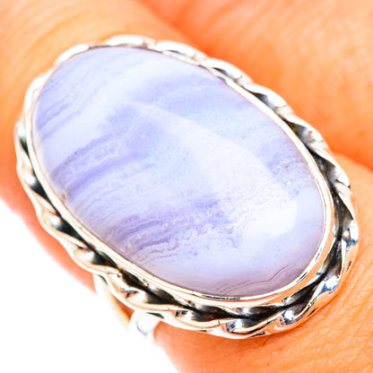 Blue Lace Agate Rings handcrafted by Ana Silver Co - RING118842