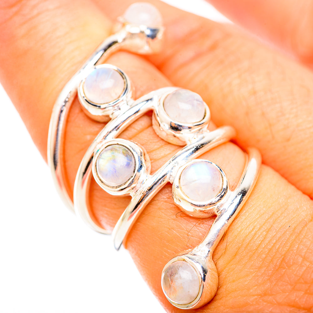 Rainbow Moonstone Rings handcrafted by Ana Silver Co - RING118843