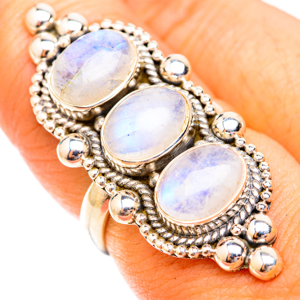 Rainbow Moonstone Rings handcrafted by Ana Silver Co - RING118844