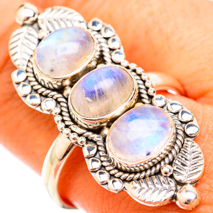 Rainbow Moonstone Rings handcrafted by Ana Silver Co - RING118845