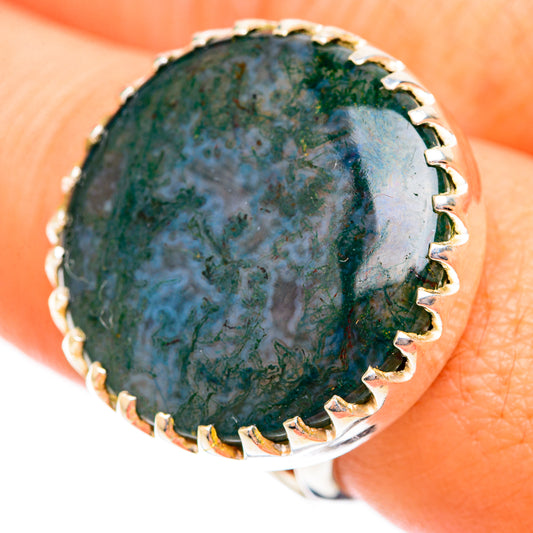 Green Moss Agate Rings handcrafted by Ana Silver Co - RING118858