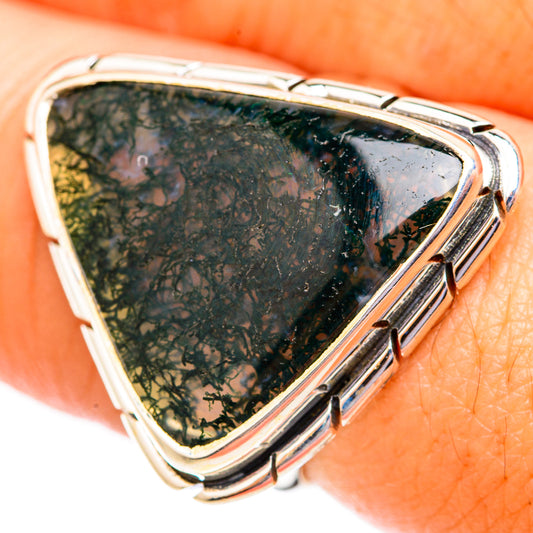 Green Moss Agate Rings handcrafted by Ana Silver Co - RING118861