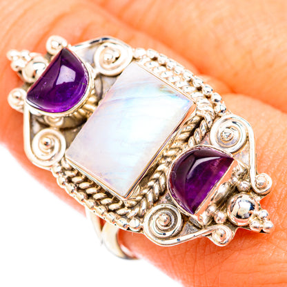 Rainbow Moonstone Rings handcrafted by Ana Silver Co - RING118871