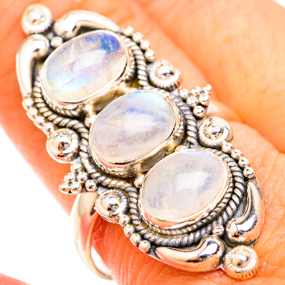 Rainbow Moonstone Rings handcrafted by Ana Silver Co - RING118875