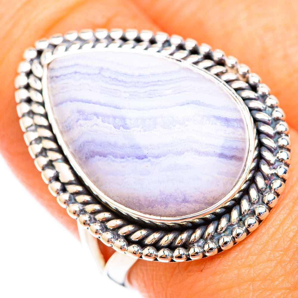 Blue Lace Agate Rings handcrafted by Ana Silver Co - RING118876