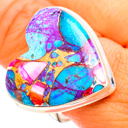 Kingman Pink Dahlia Turquoise Rings handcrafted by Ana Silver Co - RING118877
